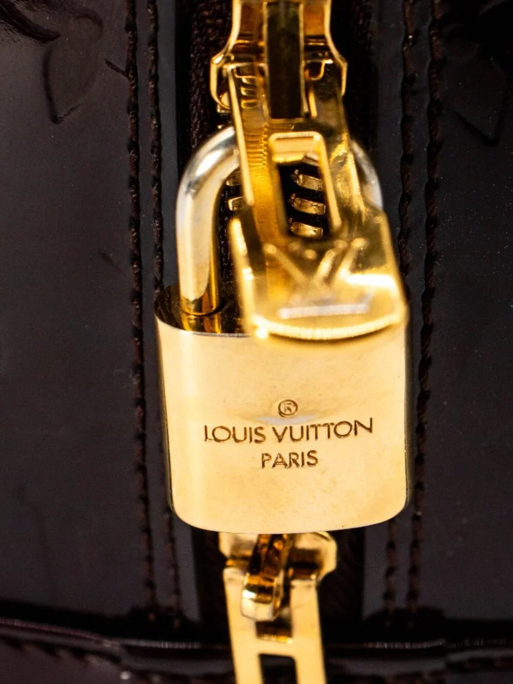 LV Alma GM Amarante Vernis Satchel Bag